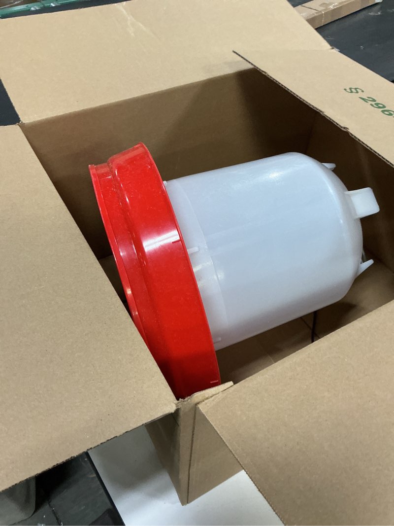 Condition photo showing As Is for Heated Chicken Waterer, 2 Gallon Thermostatic Poultry Drinker with 4 Cups, Outdoor Winter Water Heater with Leg Base for Chickens, Ducks, Geese, Turkeys, Anti-Freeze Automatic Watering System Red 2 Gallon