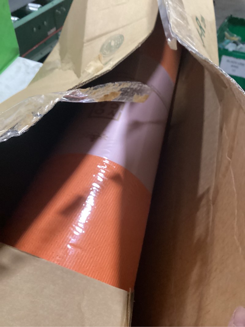 Condition photo showing New/Like New for hatha yoga extra thick tpe yoga mat - 72"x 32" thickness 1/2 inch -eco friendly sgs certified - with high density anti-tear exercise bolster for home gym travel & floor outside orange/gray
