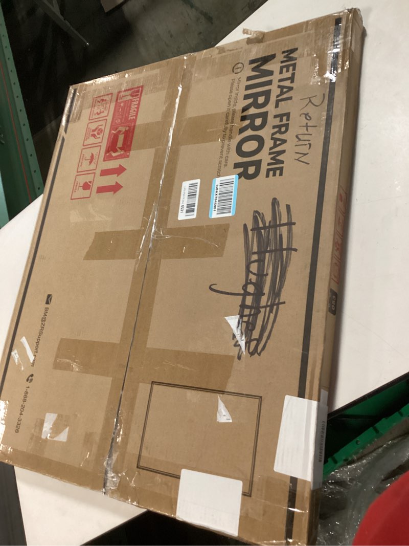 Condition photo showing New/Like New for LOAAO Black Metal Framed Bathroom Mirror for Wall, 24X36 Inch Rounded Rectangle Mirror, Matte Black Bathroom Vanity Mirror Farmhouse, Anti-Rust, Hangs Horizontally or Vertically Black 36"L x 24"W