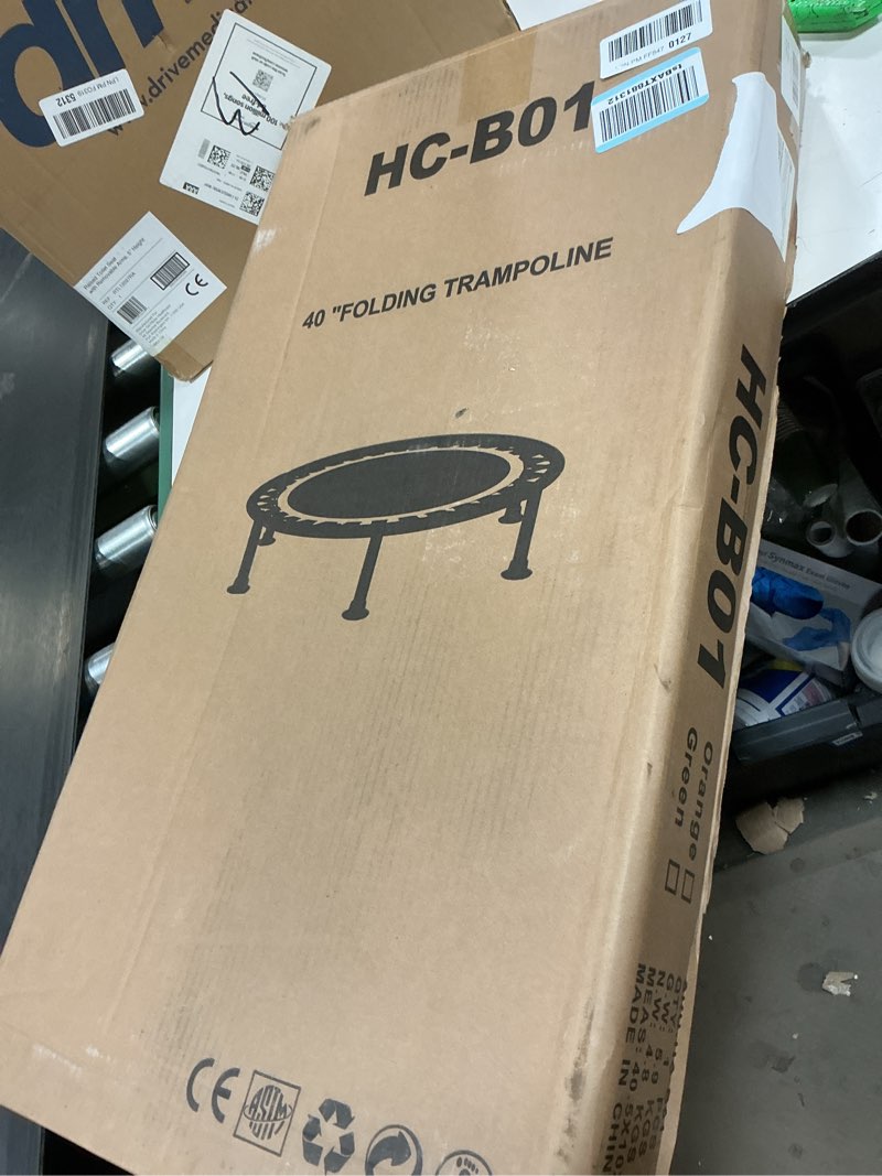 Condition photo showing New/Like New for Foldable Mini Trampoline, 40"/48" Rebounder Trampoline for Adults & Kids, 440lbs Capacity Indoor Fitness Workout Exercise Equipment