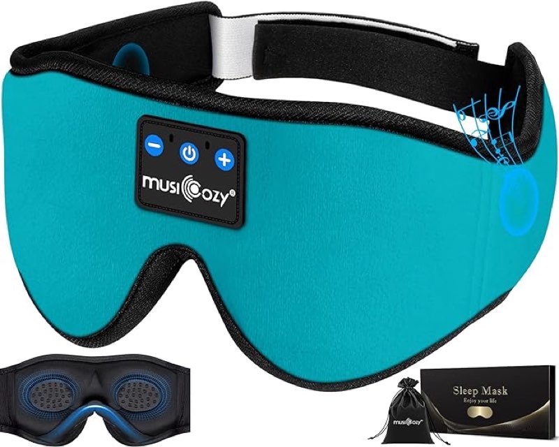 musicozy 3d silk bluetooth sleep mask headphones, mulberry silk eye mask with ultra-thin wireless sp
