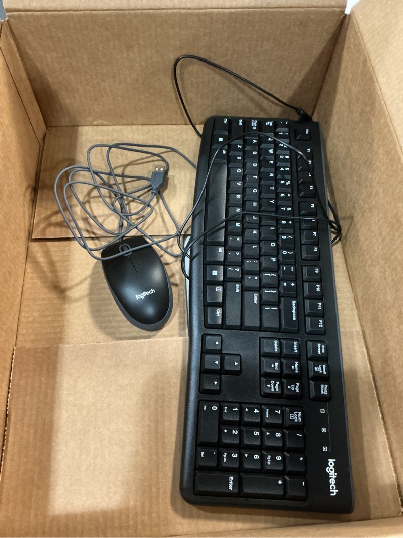 Condition photo showing As Is for Logitech MK120 Wired Keyboard and Mouse Combo for Windows, Optical Wired Mouse, Full-Size, USB, Compatible with PC, Laptop - Black