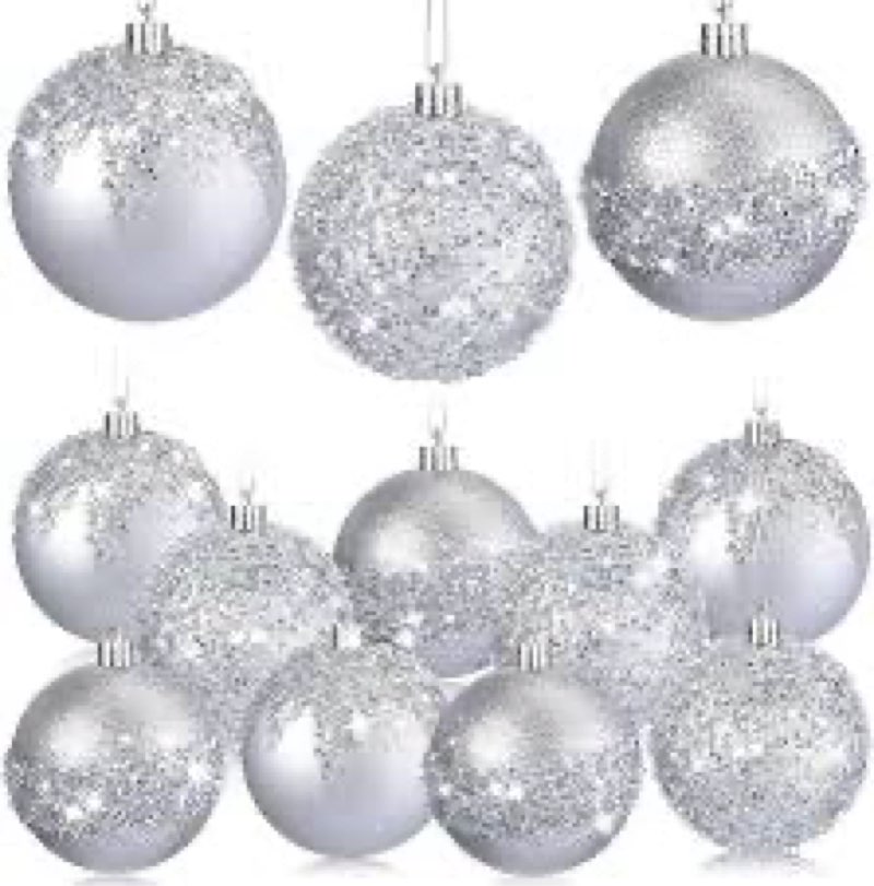 Syhood 12 Pieces Glitter Christmas Ball Ornaments Rhinestone Sequin Christmas Decorations Hanging Pl