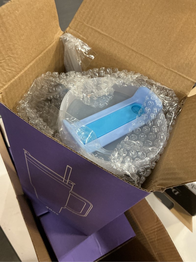 Condition photo showing New/Like New for 4 pack 40 oz tumblers with handle bulk, double wall vacuum insulated stainless steel tumblers with lid and straw, 40 oz cups with silicone spill proof stopper set (black,sky blue,purple,hot pink)