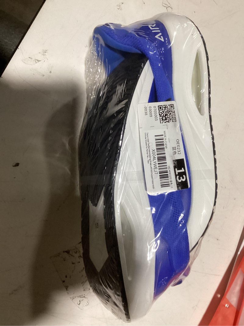 Condition photo showing New/Like New for Wide Toe Box Mens Walking Shoes with Arch Support Wide Width Orthotic Sneaker for Plantar Fasciitis Slip On Tennis Running Shoes Size 8-13 8 Wide Blueorange