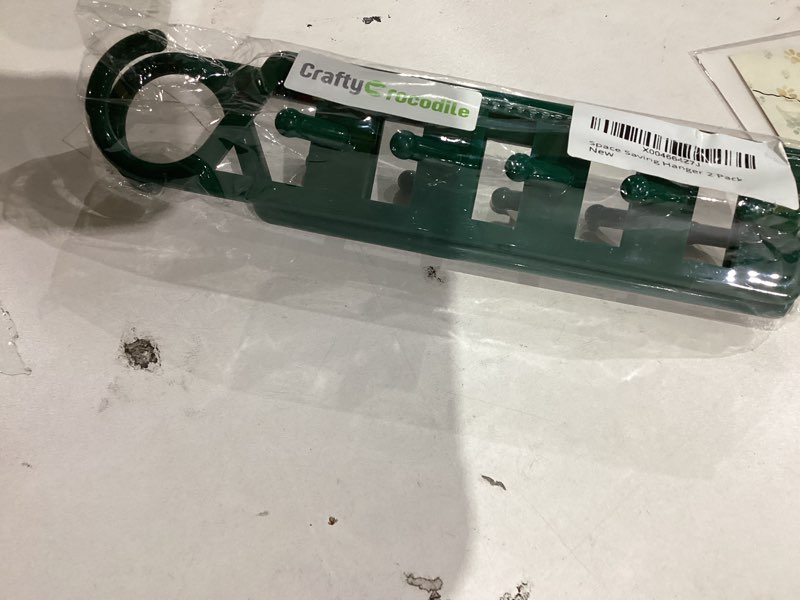 Condition photo showing New/Like New for CraftyCrocodile Space Saving Hangers for Clothes - 2 in Pack, Heavy Duty Plastic, Multi Closet Space Savers for Shirts, Pants, Jeans, Sweaters - Hanger Organizer Space Saver Green 2