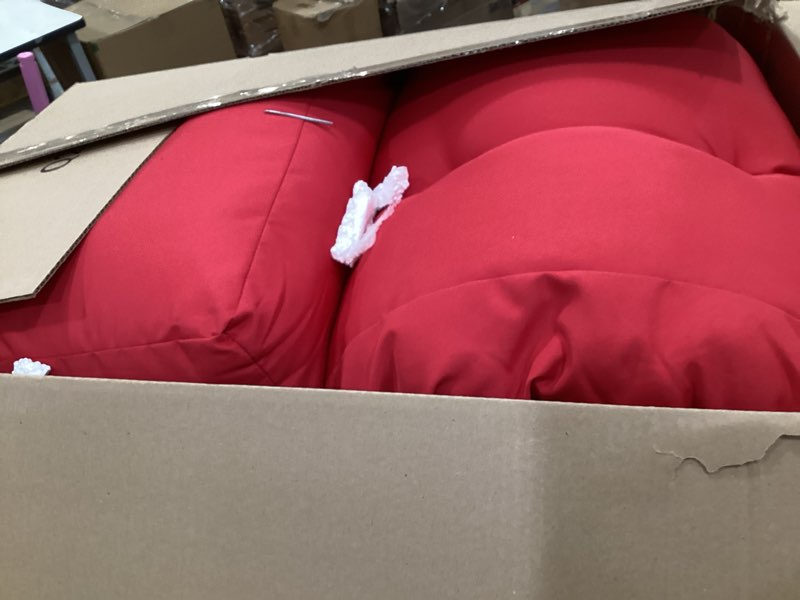 Condition photo showing Good Condition for raclvay outdoor cushions patio chair seat pads, indoor full-length ties for non-slip support, premium comfortable thick fiber, set of 2 17 (red, 17"x17")