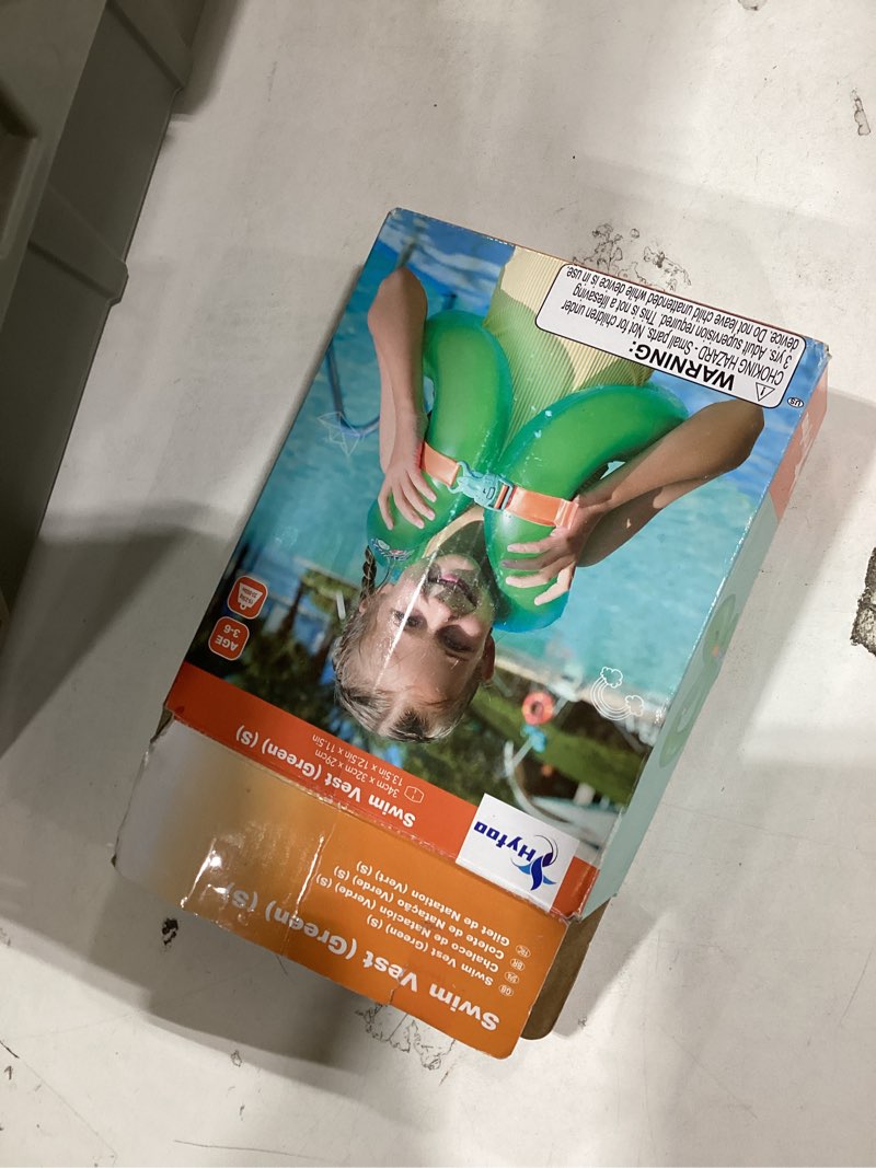 Condition photo showing New/Like New for Floaties Swim Vest for Child, Portable Inflatable Pool Floats Swimming Ring with Adjustable Safety Buckle, Safety Swim Arm Bands with Double Surround Air Bag, Durable Float Tube for Kids Green S(for weight:33-50lbs)