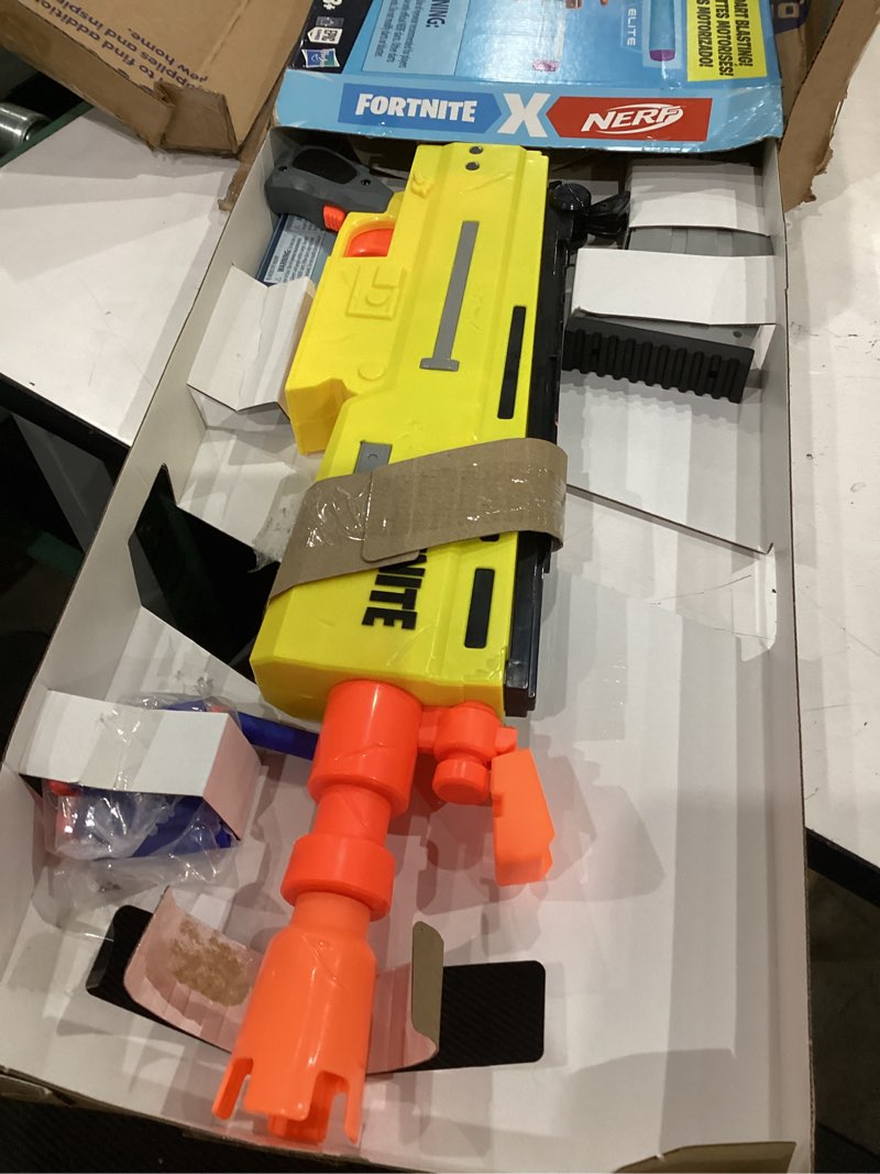 Condition photo showing As Is for fortnite ar-l nerf elite dart blaster - motorized toy blaster, 20 official nerf fortnite elite darts, flip up sights - for youth, teens, adults standard