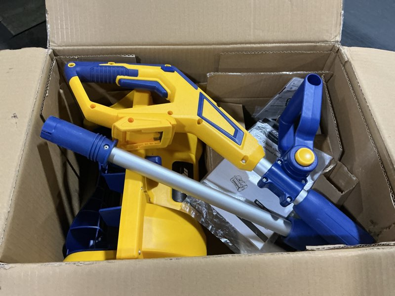 Condition photo showing As Is for Mellif Cordless Snow Shovel, 12-Inch Brushless Snow Blower Compatible with DeWalt 20V MAX Battery, Includes 4.0Ah Battery & Charger Kit, Lightweight with Adjustable Chute (Yellow & Blue)
