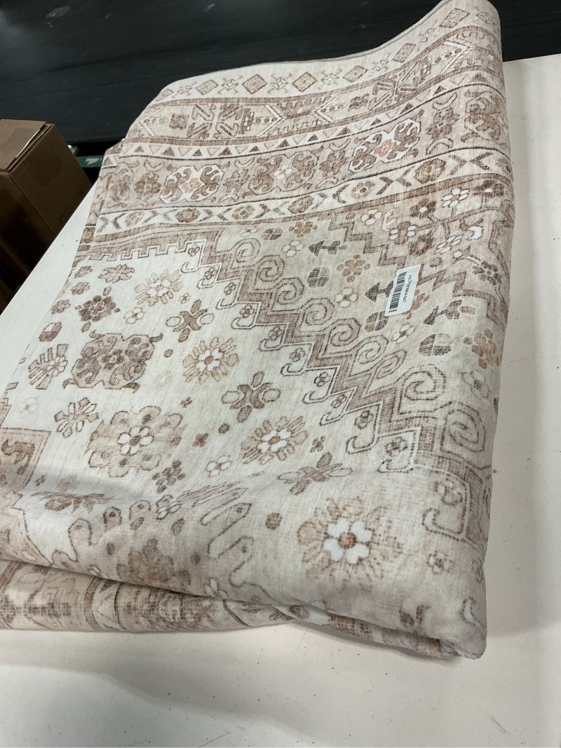 Condition photo showing Good Condition for area rugs 5x7, ultra-thin washable rugs for living room, anti-slip backing area rug for bedroom, soft floral vintage home decor rug for dining room(cream/beige,5'x7') cream/beige 5' x 7' (rectangular)