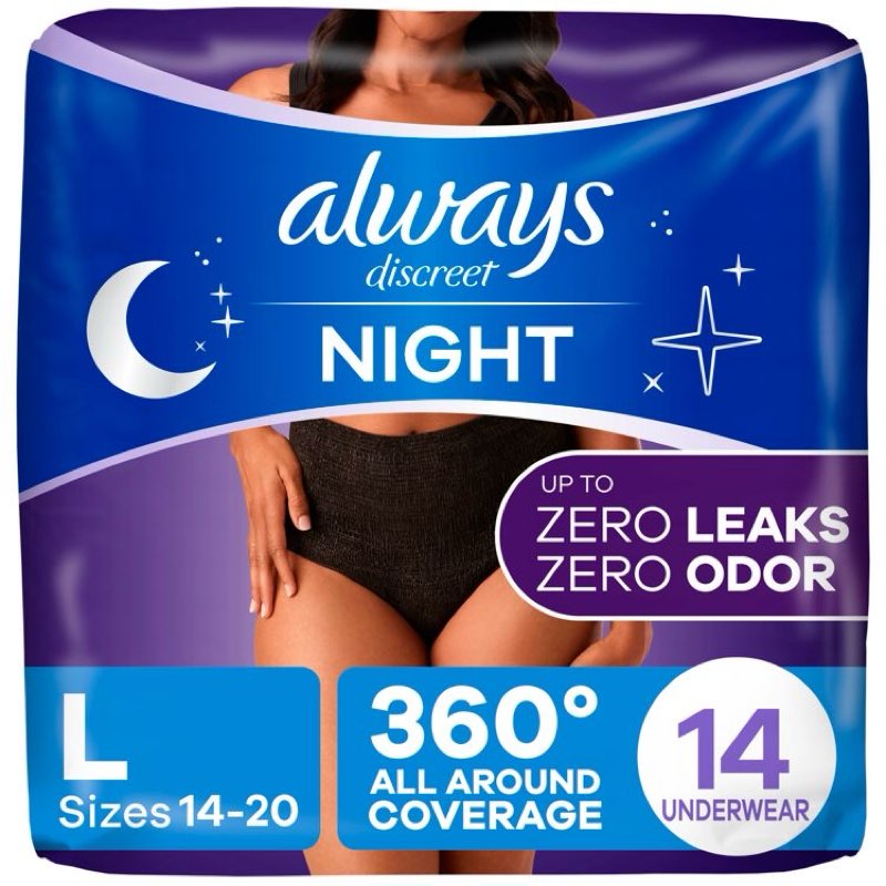 always discreet night black women's incontinence