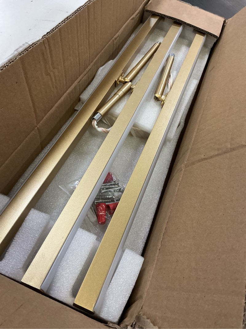 Condition photo showing Good Condition for gold led chandelier, 3-lights modern semi flush mount ceiling lighting fixture for kitchen dining room foyer entry bedroom, 24 inches 25w gold-a 3 lights - straight bars - 3cct - 23.82"