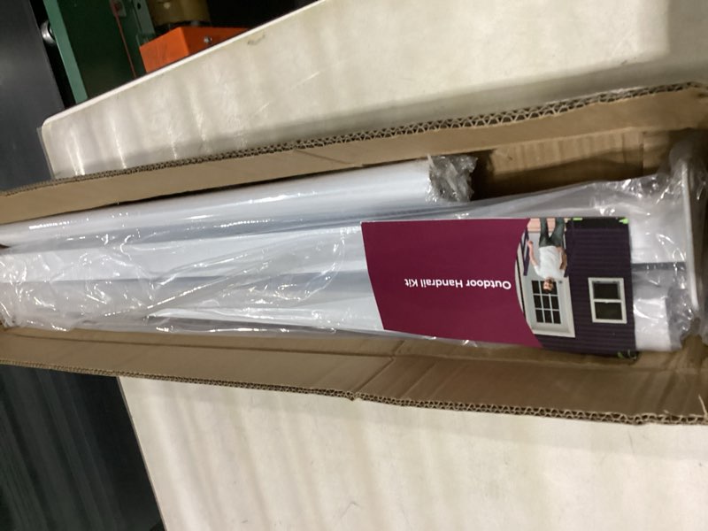 Condition photo showing As Is for hand rails for outdoor steps?stair handrail & indoor stair railing kit?railings for outdoor steps for fence & outdoor steps (1, white-with balusters, 2 step) white-with balusters 2 step 1