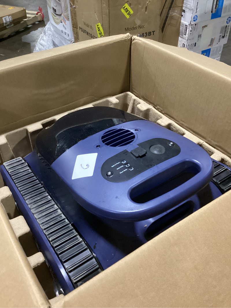 Condition photo showing As Is for (2026 upgrade) cordless robotic pool cleaner, pool vacuum for inground pools, wall and waterline cleaning, powerful suction and replaceable battery, 180 min battery life for pool up to 2150 sq.ft