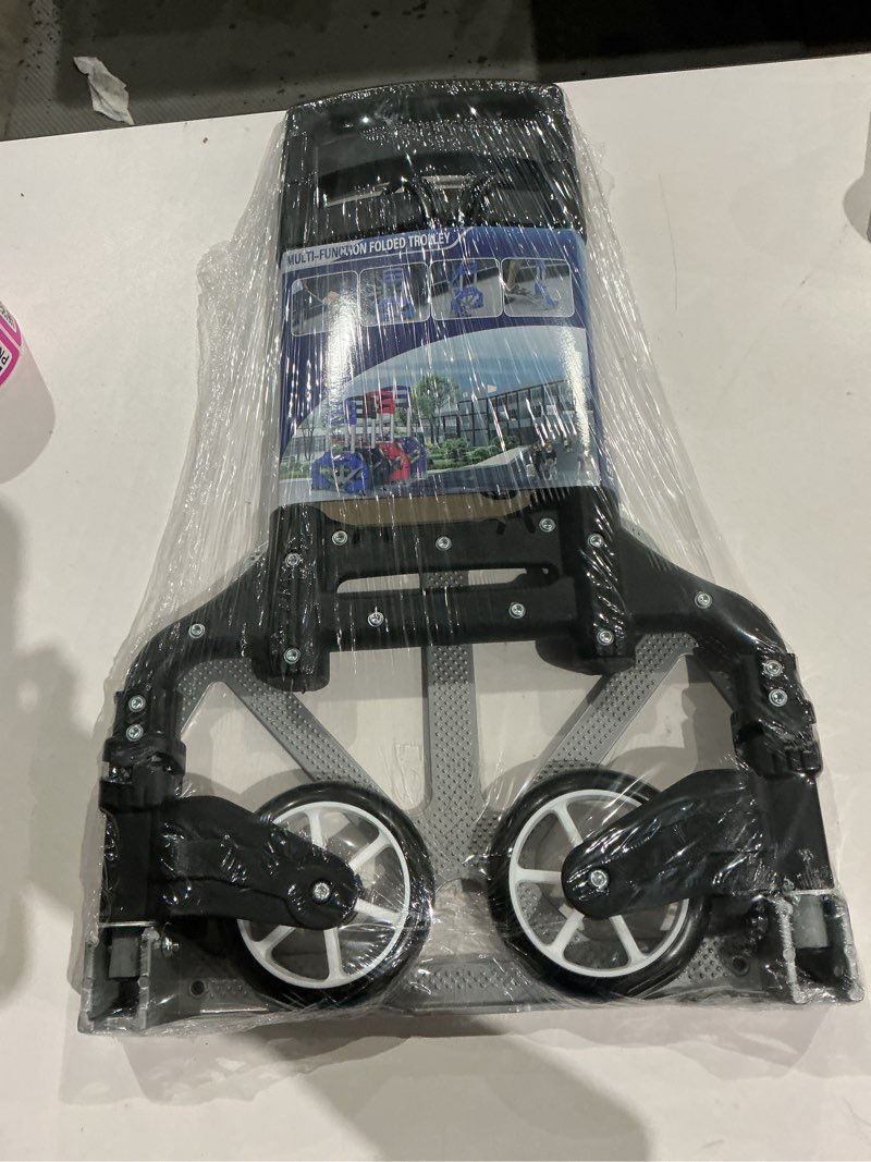 Condition photo showing New/Like New for folding hand truck, dolly cart with wheels foldable, lightweight aluminum luggage cart portable collapsible trolly for utility cart, hand trucks for moving travel shopping airport office sliver