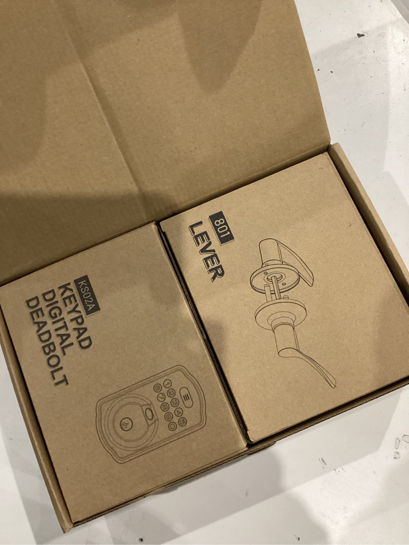 Condition photo showing Good Condition for Veise Fingerprint Door Lock with 2 Lever Handles - Keyless Entry Door Lock, Electronic Keypad Deadbolt, Digital Smart Code & Front Handle Sets, Auto-Locking, Easy Installation, Matte Black