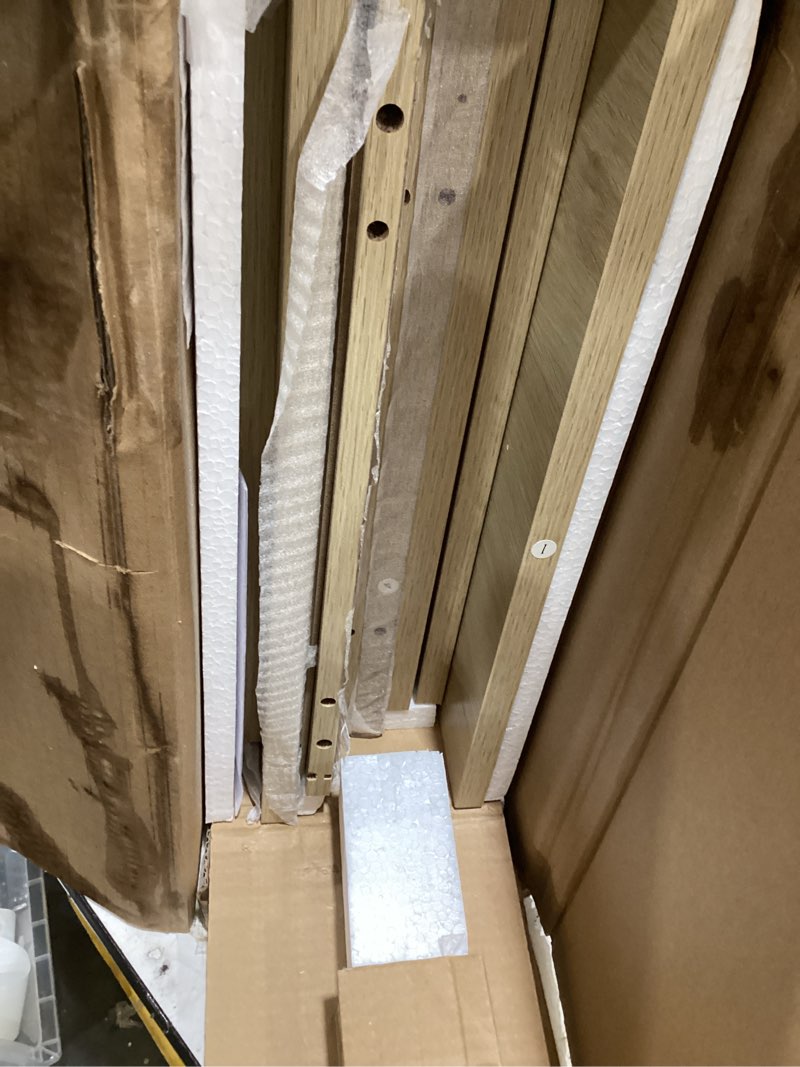 Condition photo showing As Is for Finnhomy Sideboard Buffet Cabinet, Kitchen Storage Sideboard with Rattan Decorated Doors, Liquor Coffee Buffet, Dining Room, Hallway, Console Table, Accent Cabinet, 31.5X 15.8X 34.6 Inches, Natural Natural Wood- 2 Door