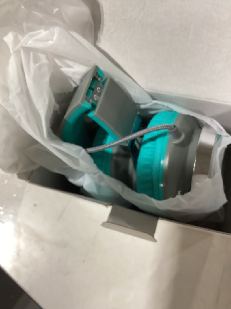 Condition photo showing Good Condition for AILIHEN C8 Wired Headphones with Microphone and Volume Control Folding Lightweight Corded Headset for Cellphones Tablets Chromebook Phones Smartphones Laptop Computer PC Mp3/4 (Grey/Mint) Turquoise Medium