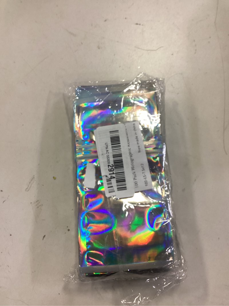 Condition photo showing Good Condition for 100 Pieces Mylar Holographic Resealable Bags - 4 x 6" Smell Proof Bags, Foil Pouch for Party Favor Food Storage (Holographic Color, 4 x 6 Inch) Holographic Color 4 x 6 Inch