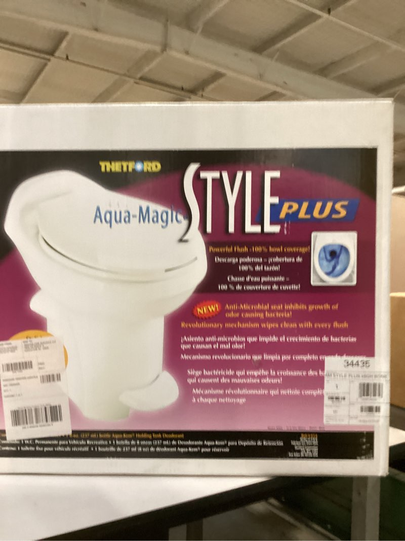 Condition photo showing As Is for thetford style pls(high pro) wht w/o spr - aqua-magic style&trade; china toilet