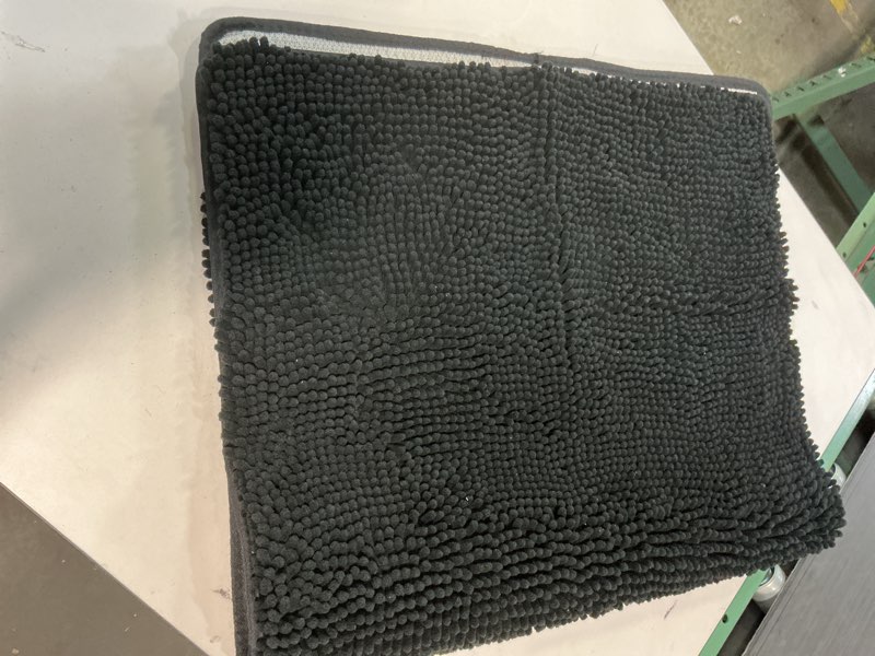 Condition photo showing As Is for Gorilla Grip Bath Rug 36x24, Thick Soft Absorbent Chenille, Rubber Backing Quick Dry Microfiber Mats, Machine Washable Rugs for Shower Floor, Bathroom Runner Bathmat Accessories DÃ©cor, Black