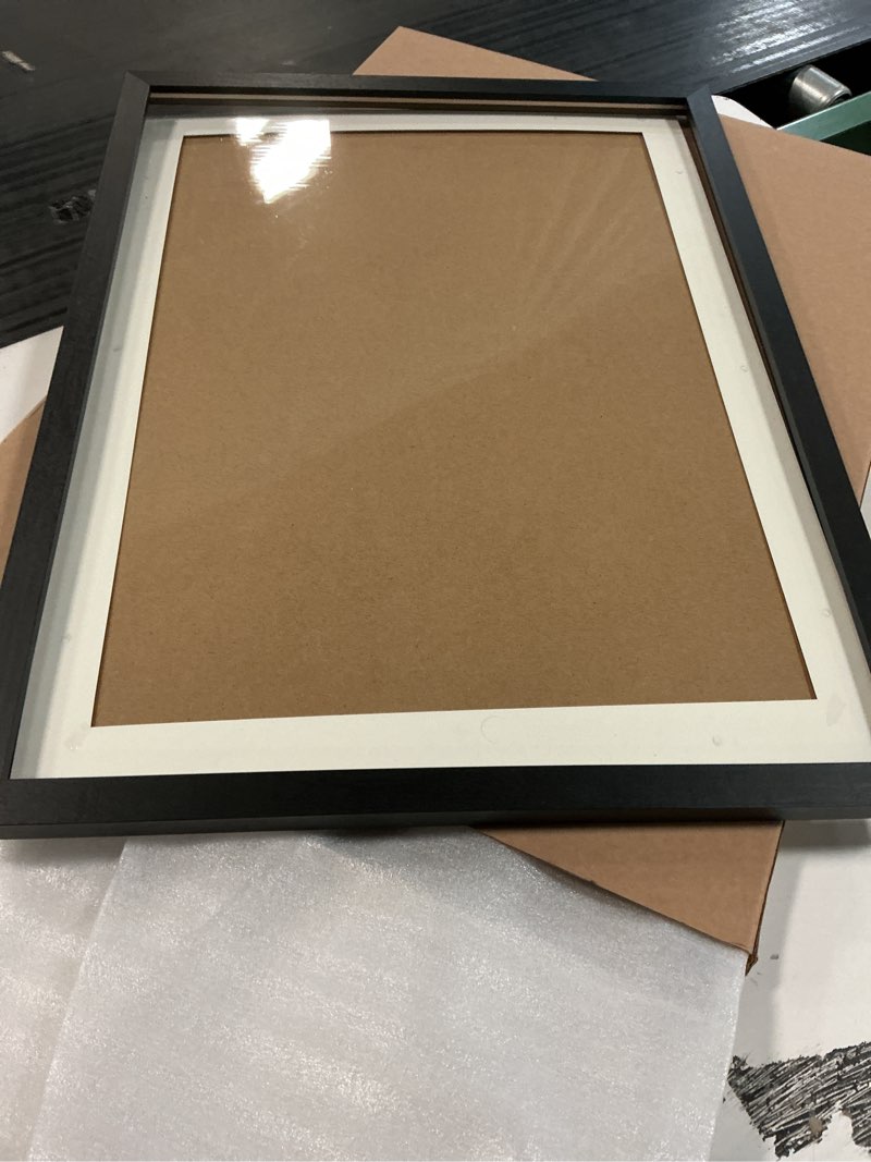 Condition photo showing As Is for mxtallup 15x20 picture frames solid wood, display pictures 13x18 inch with mat or 15x20 inch without mat, poster frames 13x18 in photo frames wood black (t22b1520w1318)