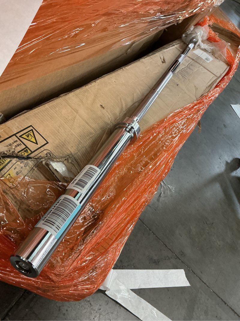 Condition photo showing As Is for Fitvids Olympic 2-Inch Cast Iron Barbell Set, Including 255 Pounds Weight Plates Set with 7FT Olympic Bar (300 Pounds Total), Multiple Packages Style #2(incomplete bar only)