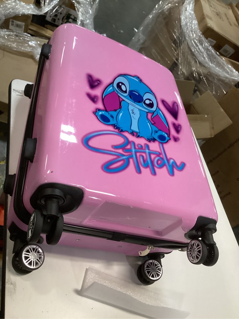 Condition photo showing As Is for Disney Stitch Suitcase Set or Individual, Hard Shell Suitcase with Wheels 28L, 50L or 91L, 4 Wheels (Pink Stitch Medium)