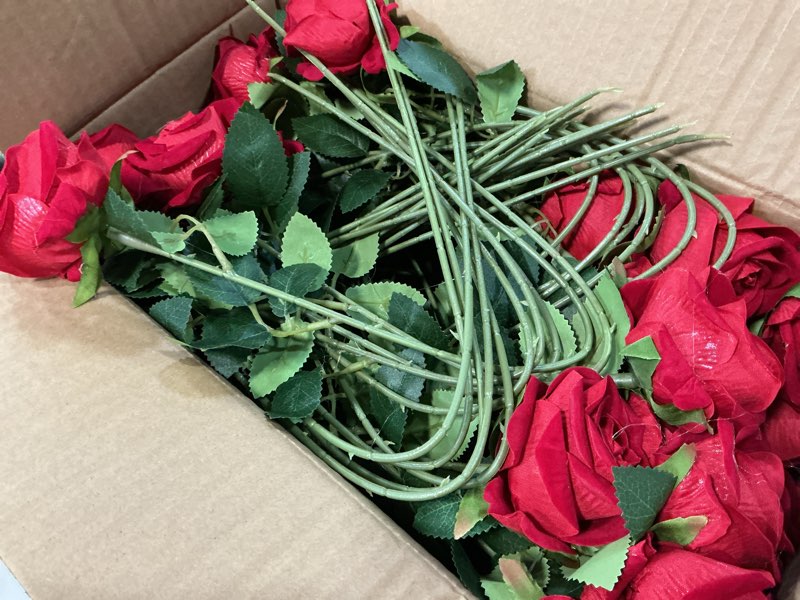 Condition photo showing Good Condition for hananona 50 pcs artificial roses in bulk, fake silk red roses realistic roses for wedding centerpieces flower arrangement home decor (50, red) red 50