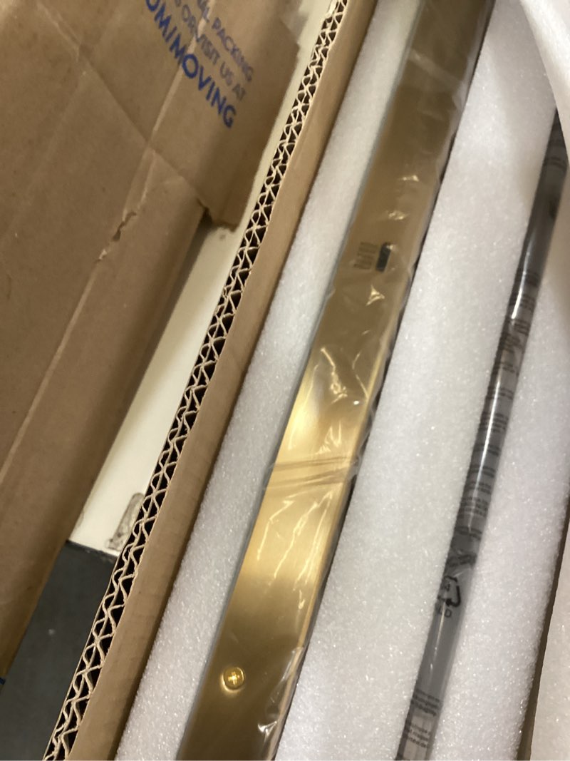 Condition photo showing As Is for led bathroom vanity light: 24 inch brushed gold acrylic modern lighting fixtures - 3 lights contemporary smoke design wall lights fixture over mirror 3000k gold 3 light