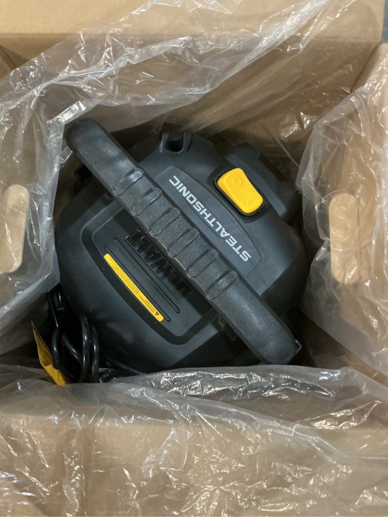 Condition photo showing As Is for dewalt stealthsonic quiet 6-gallons 4-hp corded wet/dry shop vacuum with accessories included
