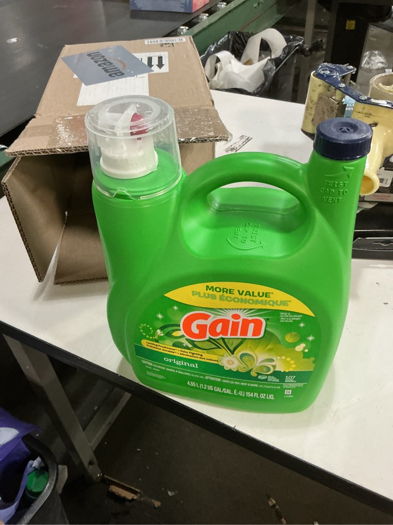 Condition photo showing New/Like New for Gain Liquid Laundry Detergent, Original Scent, 154 fl oz, 107 Loads, Freshness + Odor Fighting, High Efficiency Washing Machine Liquid Cleaning Soap Original 154 Fl Oz (Pack of 1)