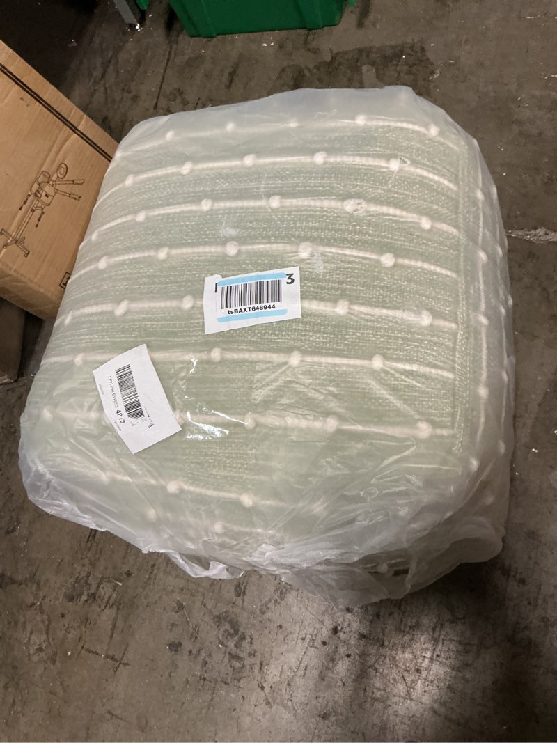 Condition photo showing Good Condition for Anji Mountain 100% Handmade & Handcrafted Comfortable Home Décor Pouf Ottoman Footrest for Living Room, Bedroom, Nursery, Kidsroom, Patio Furniture - (22" x 22" x 16"- Teal,Ivory) Seaside