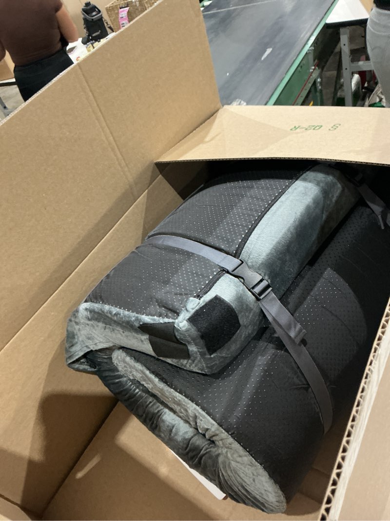 Condition photo showing As Is for cymula memory foam camping mattress pad, certipur-us sleeping mat, portable roll up mattress for adults, camping bed pads for sleepover, car bed with travel bag grey small single/cot-72x24x4"