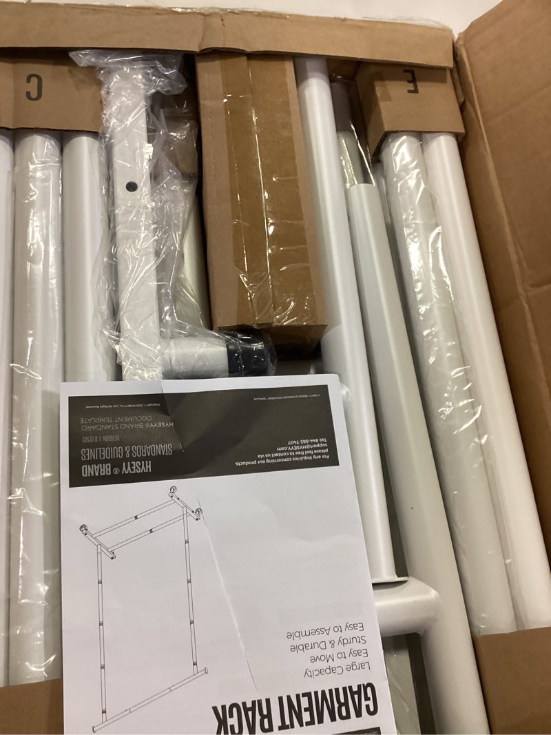 Condition photo showing As Is for Clothes Rack, Clothing Rack for Hanging Clothes, Rolling Garment Rack Sturdy Coat Rack Portable Wardrobe Rack Metal Closet Rack for Bedroom Laundry Living Room, White