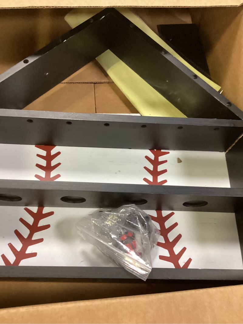 Condition photo showing Good Condition for Montex Baseball Display Case, Baseball Holder Display Case, Wooden Baseball Ring Holder, Wall Mount Baseball Display Cases for Balls, Medals and Name Tags (Black)