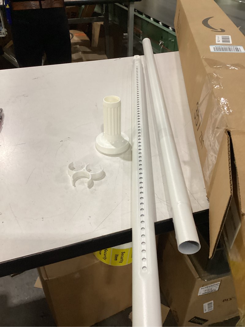 Condition photo showing As Is for allzone adjustable tension curtain rod, 40-121 inches, heavy duty curtain rods no drilling, anti-slip tension rod for window, shower, outdoor & patio, easy to install, 1.26in diameter, white white 40-121 inches