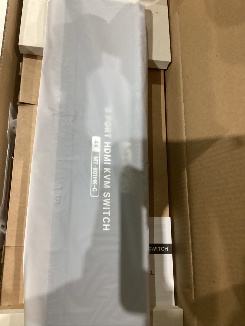Condition photo showing As Is for KVM Switch HDMI 8 Port, MT-VIKI 4K@30Hz USB HDMI KVM Switch 8 in 1 Out w/KVM Cables, 4 USB 2.0 Hubs Desktop Selector IR Remote & Rack Ears HDMI 8 Port 4K30Hz