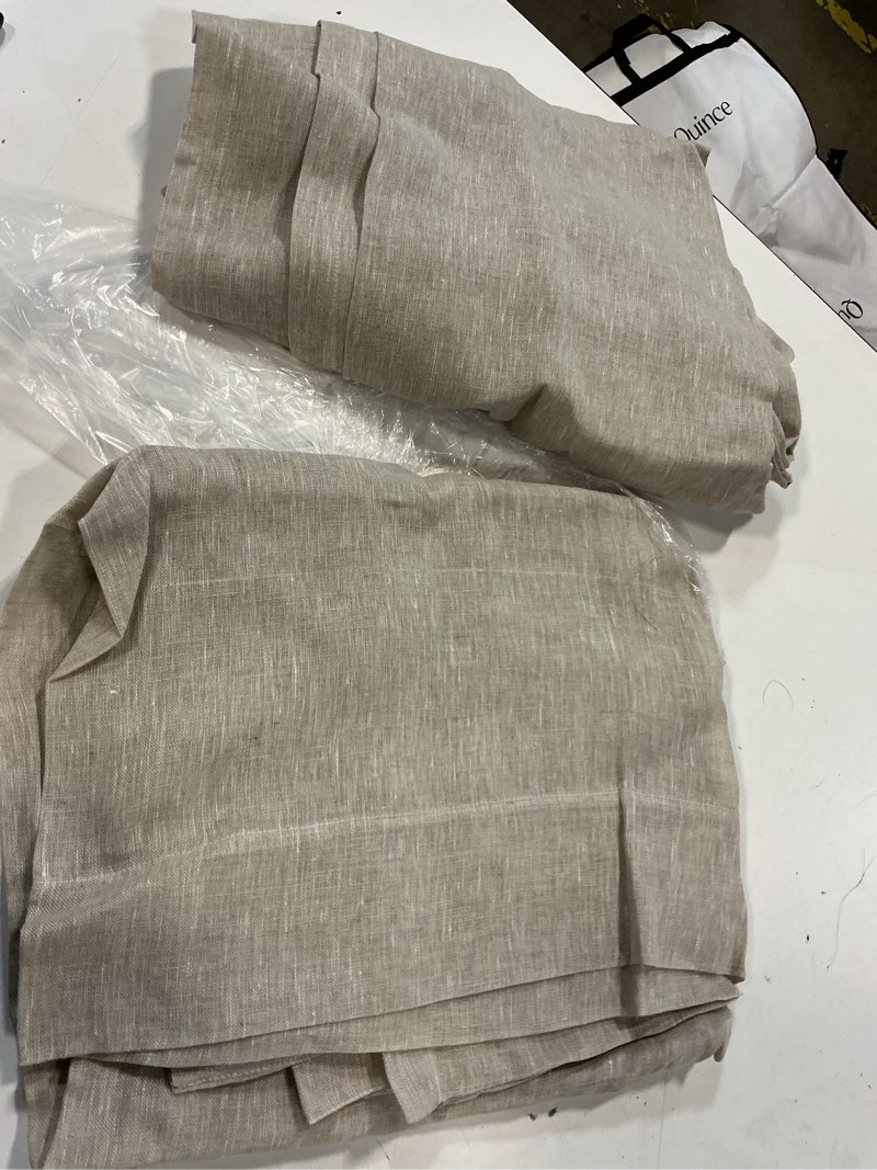 Condition photo showing Good Condition for european linen sheer curtain set, 48x96, flax