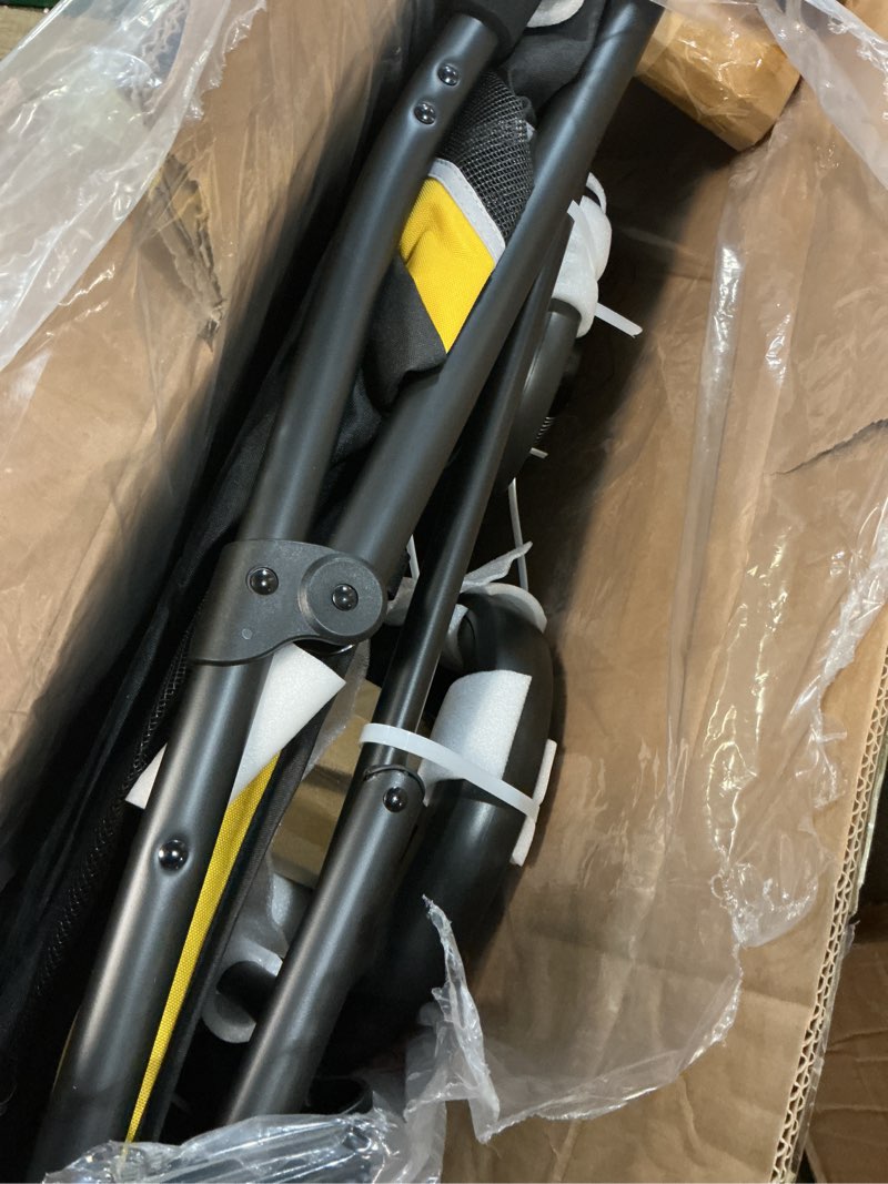 Condition photo showing New/Like New for petbobi dog stroller for large & medium dogs - easy fold dual entry pet stroller with one-foot brake, all terrain wagon cart with air mesh, ideal for large senior pets up to 80 lbs, black black&yellow
