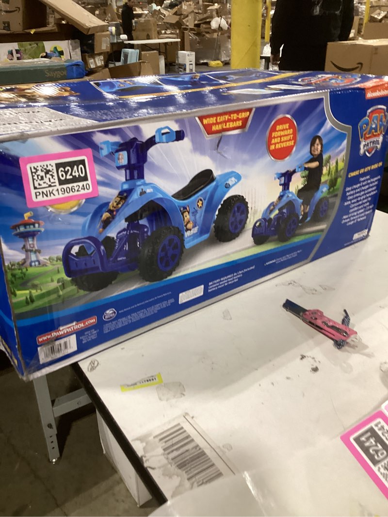 Condition photo showing New/Like New for Paw Patrol Chase 6V Quad for Kids - Powerful and Safe Ride-On Toy with Rechargeable Battery, Forward and Reverse Driving, Foot Peddle, Ages 2-3 Paw Patrol Chase 6V ATV Quad