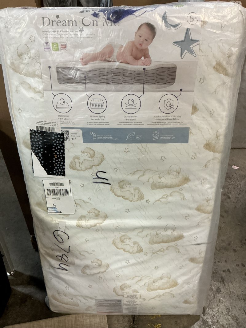 Condition photo showing Good Condition for dream on me twilight 5” 88 coil inner spring crib & toddler mattress – brown cloud, greenguard gold & bsa certified, waterproof & stain-resistant cover, fits standard full-size cribs & toddler beds brown clouds crib