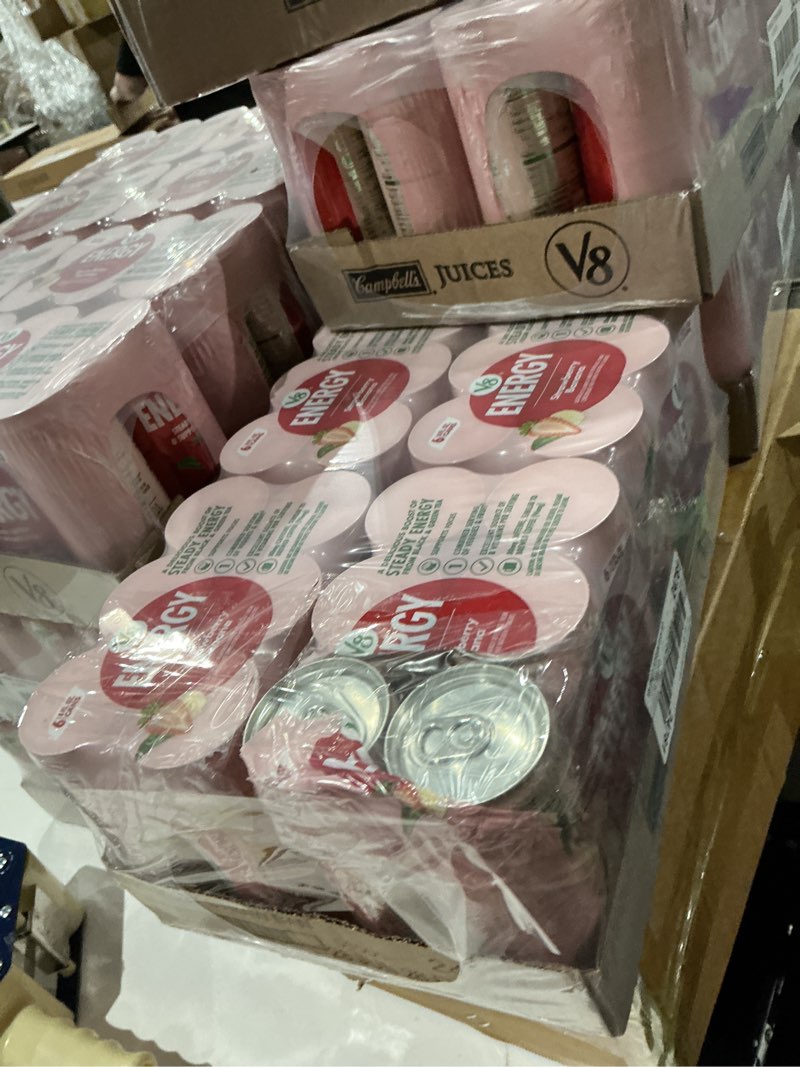 Condition photo showing New/Like New for v8 energy strawberry banana juice energy drink, 8 fl oz can (24 pack) strawberry banana pack of 24 (8 fl oz)