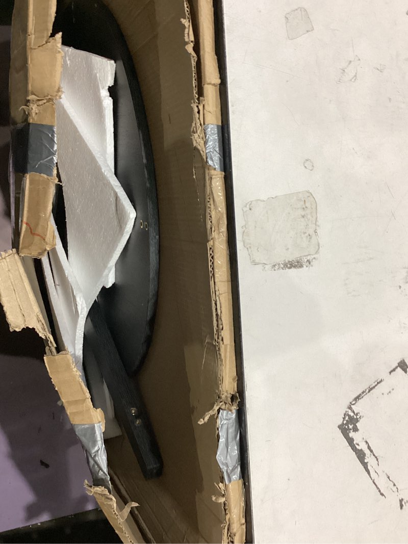 Condition photo showing As Is for VASAGLE MAEZO Collection - Round Coffee Table, 2-Tier Center Table with Storage, Tapered Legs, Curved Transitions, 31.5 Dia. x 17.7 H Inches, Easy Assembly, for Living Room, Charcoal Gray ULCT243B22