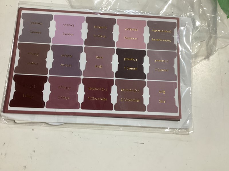 Condition photo showing New/Like New for mr. pen- bible tabs, 75 pcs, earth tone, gold foil embossed lettering, laminated bible tabs for women and men, bible index tabs, bible book tabs, bible labels tabs, mr. pen bible tabs