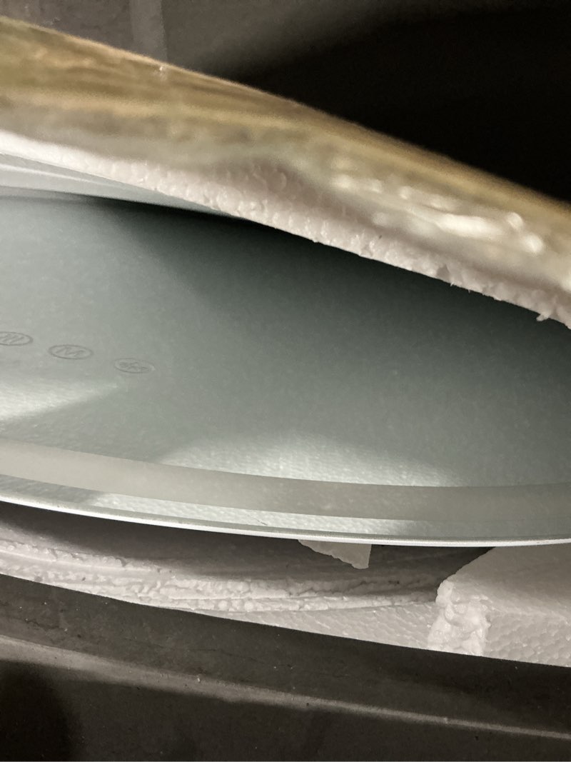 Condition photo showing Good Condition for LED Bathroom Mirror 30 Inch Round Bathroom Mirror with Lights, Circle LED Mirror, Wall Mounted Lighted Bathroom with 3 Colors Brightness, Anti-Fog, Dimmable, Shatter-Proof 3 Colors 30"L x 30"W