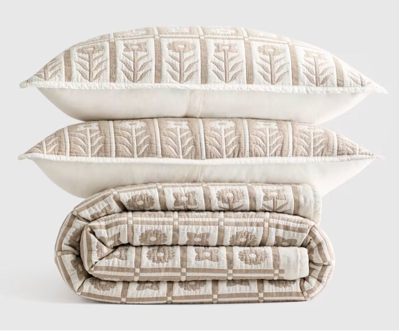 organic cotton jacquard floral coverlet set king /cal king (missing comforter)