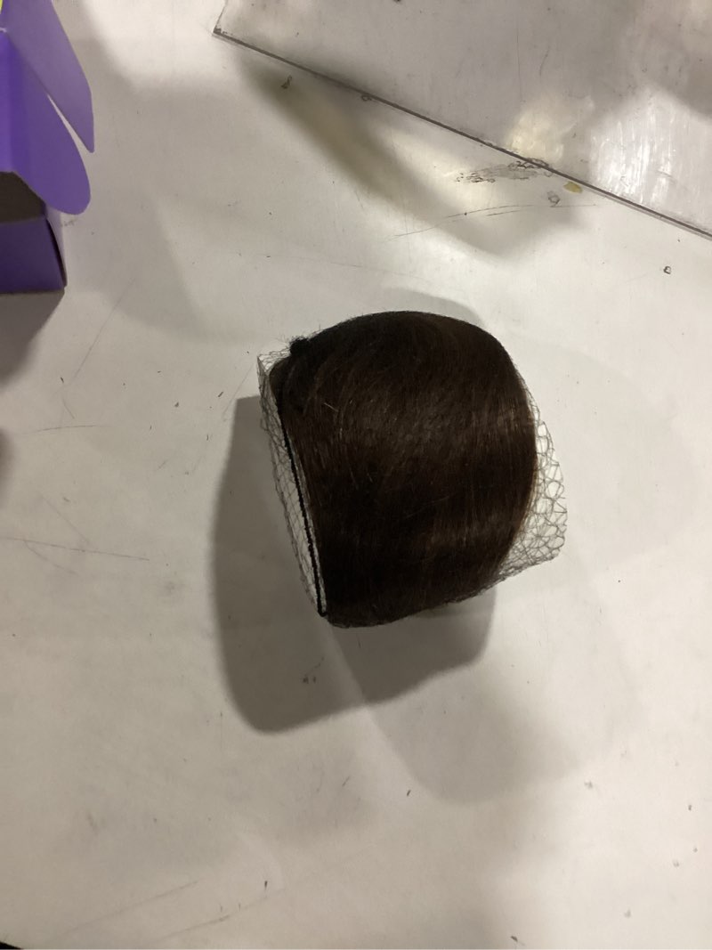 Condition photo showing New/Like New for clip in bangs, 100% real human hair french fake bangs hair clip for women meaium brown natural curtain fringe with temples hairpieces for daily wear?french,medium brown medium brown-french bangs bangs