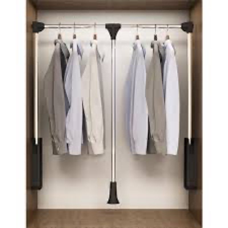 tonchean Pull Down Closet Rod for Hanging Clothes, 23-32 Inch Adjustable Closet Hanging Rod Two-Way 